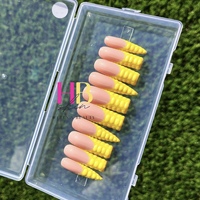 Bumblebee !, yellow Press on Nail  (REUSABLE )  Size M  - Thumbnail 2