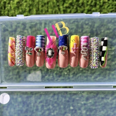 Heart  breaker ,  press on nail ( reusable) size m & s