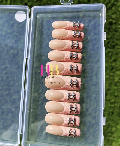  Channel (REUSABLE) Press On Nails , Size M & S 