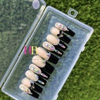 Ballerina Black ( REUSABLE) Press On Nails , Size M & S  - Thumbnail 2