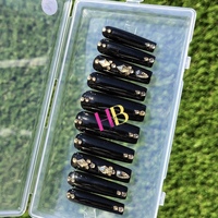 Black diamond. (REUSABLE) Press On Nails , Size M & S  - Thumbnail 1