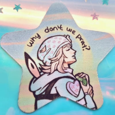 ★ // fabric "why don't we pray?" sticker