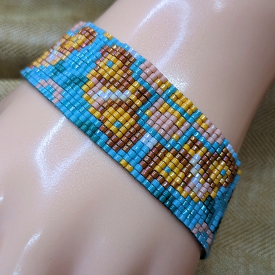 Pixel bracelet - orange glazed terracotta