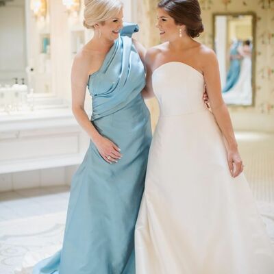 Elegant blue sheath one shoulder mother of the bride/groom dress evening formal dress