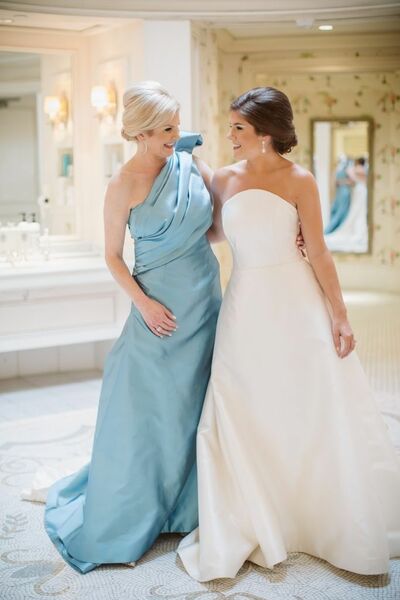 Elegant Blue Sheath One Shoulder Mother of the Bride/Groom Dress Evening Formal Dress