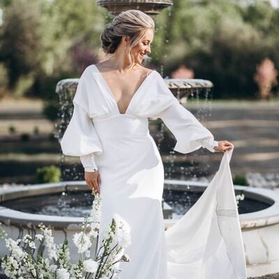 Simple mermaid long sleeve beach boho wedding dress bridal gown wedding gown