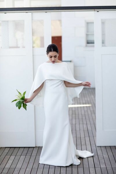 Simple Mermaid with Shawl Beach Boho Wedding Dress Bridal Gown Wedding Gown