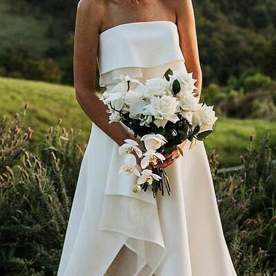 Simple ball gown strapless beach wedding dress bridal gowns