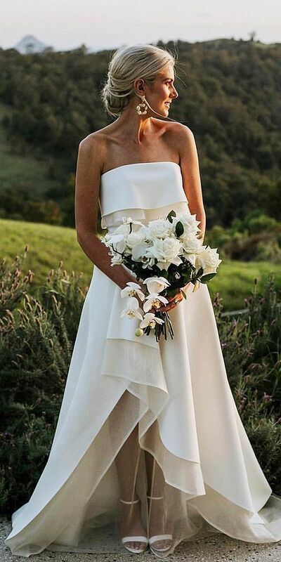 Simple Ball Gown Strapless Beach Wedding Dress Bridal Gowns
