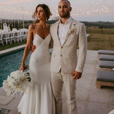 Simple mermaid spaghetti straps beach boho wedding dress bridal gowns