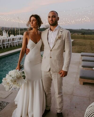 Simple Mermaid Spaghetti Straps Beach Boho Wedding Dress Bridal Gowns