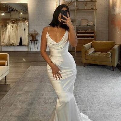 Simple mermaid beach boho wedding dress bridal gowns