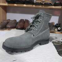 Handmade Specially Design Military Look Gray Ankle High Boot - Thumbnail 3