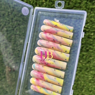 Rainbow! , (reusable) press on nails size m & s 