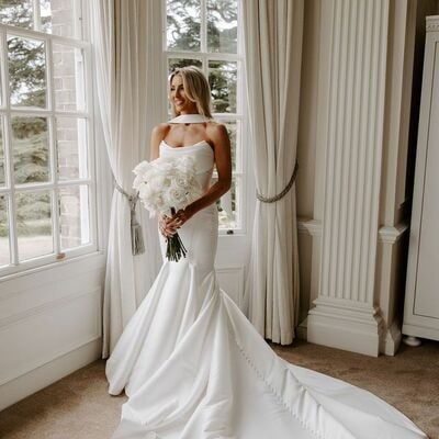 Sexy mermaid wedding gown, satin bridal gown wedding dress