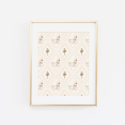Swan and flowers pattern print - Thumbnail 2