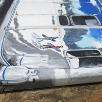 Mountain Camper By  N.E. Thompson, Original acrylic painting, size 12x16 inches - Thumbnail 1