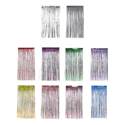 Metallic foil fringe door curtain – 1m x 2m tinsel backdrop – party, wedding, photo booth decoration – pet material