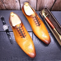 Men's leather shoes hand-polished genuine leather business casual shoes - Thumbnail 2