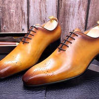 Men's leather shoes hand-polished genuine leather business casual shoes - Thumbnail 1