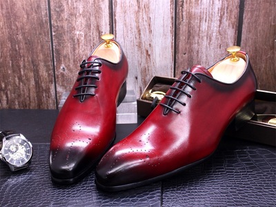 Men's leather shoes hand-polished genuine leather business casual shoes 2 colors