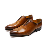 Men's leather shoes hand-polished genuine leather business casual shoes 2 colors - Thumbnail 3