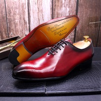 Men's leather shoes hand-polished genuine leather business casual shoes 2 colors - Thumbnail 4