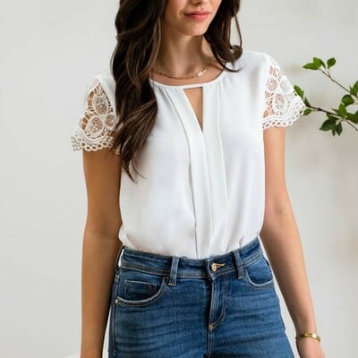 Lace sleeve blouse - Thumbnail 3