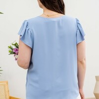 Plus V Neck Blouse - Thumbnail 2