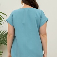 Plus Waffle Texture Blouse - Thumbnail 4