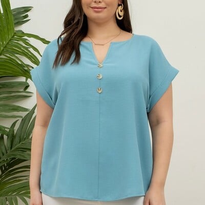 Plus waffle texture blouse