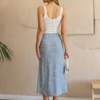 Floral Button Front Skirt - Thumbnail 2