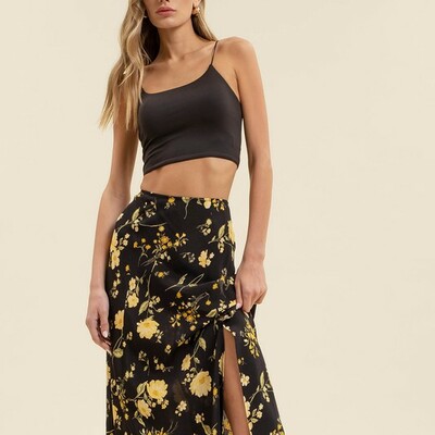 Black floral skirt