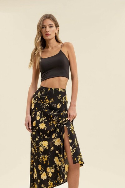 Black Floral Skirt