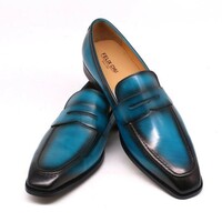 Fashion men's loafers penny shoes first layer of leather slip-on casual shoes 2 colors - Thumbnail 1