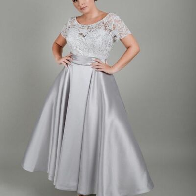 Simple a line grey lace mother of the bride/groom dress evening formal dress