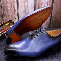 Men's leather shoes hand-polished genuine leather business casual shoes  - Thumbnail 2