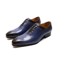 Men's leather shoes hand-polished genuine leather business casual shoes  - Thumbnail 1