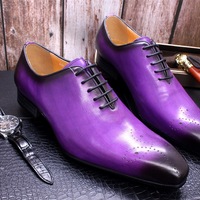 Men's leather shoes hand-polished genuine leather business casual shoes - Thumbnail 1