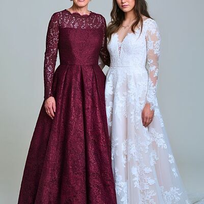 Elegant wine red mermaid lace mother of the bride/groom dress evening formal dress