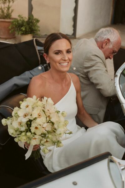 Simple Sexy One Shoulder Wedding Gown, Satin Bridal Gown Wedding Dress