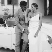 Simple Sexy One Shoulder Wedding Gown, Satin Bridal Gown Wedding Dress - Thumbnail 2