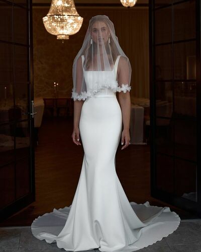 Simple Mermaid Scoop Beach Bohemia Wedding Dress Bridal Gowns Wedding Gown