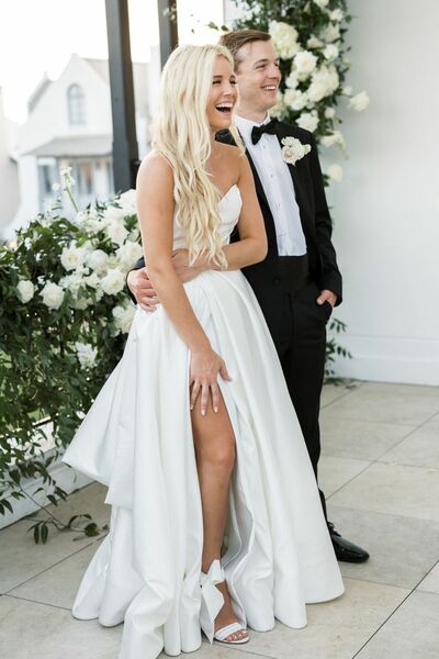 Simple A Line Satin Wedding Dress Bridal Gowns Wedding Gown