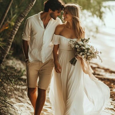 Simple two pieces lace beach bohemia wedding dress bridal gowns wedding gown