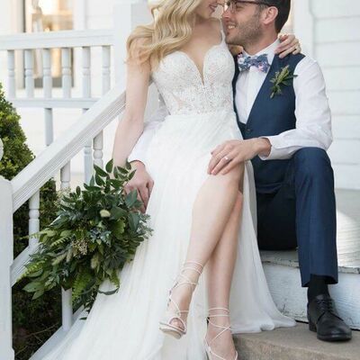 Simple a line lace beach bohemia wedding dress bridal gowns wedding gown