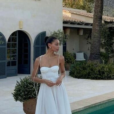 Simple a line tea-length beach bohemia wedding dress bridal gowns wedding gown