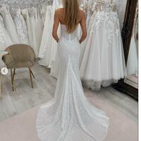 Elegant Mermaid Sequins Lace Beach Bohemia Wedding Dress Bridal Gowns Wedding Gown - Thumbnail 4