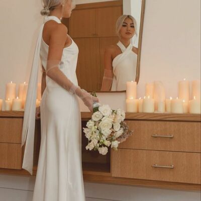 Simple sheath backless wedding dress bridal gown wedding gown