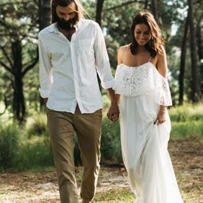 Simple a line beach lace wedding dress bridal gown wedding gown